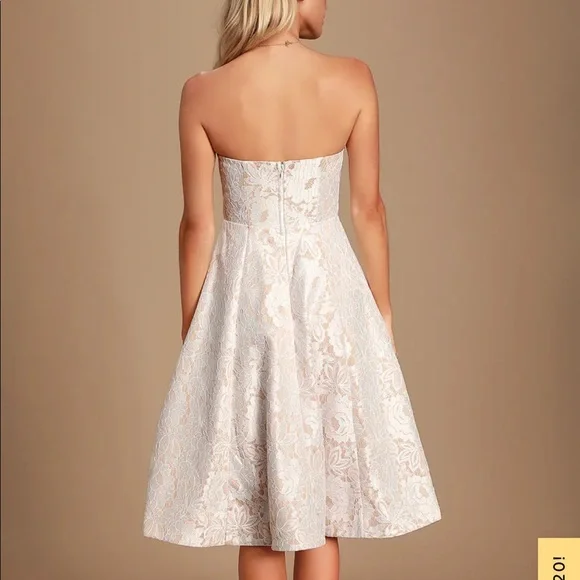 Lulus Give It A Twirl White Lace Strapless Dress - Picture 2 of 8